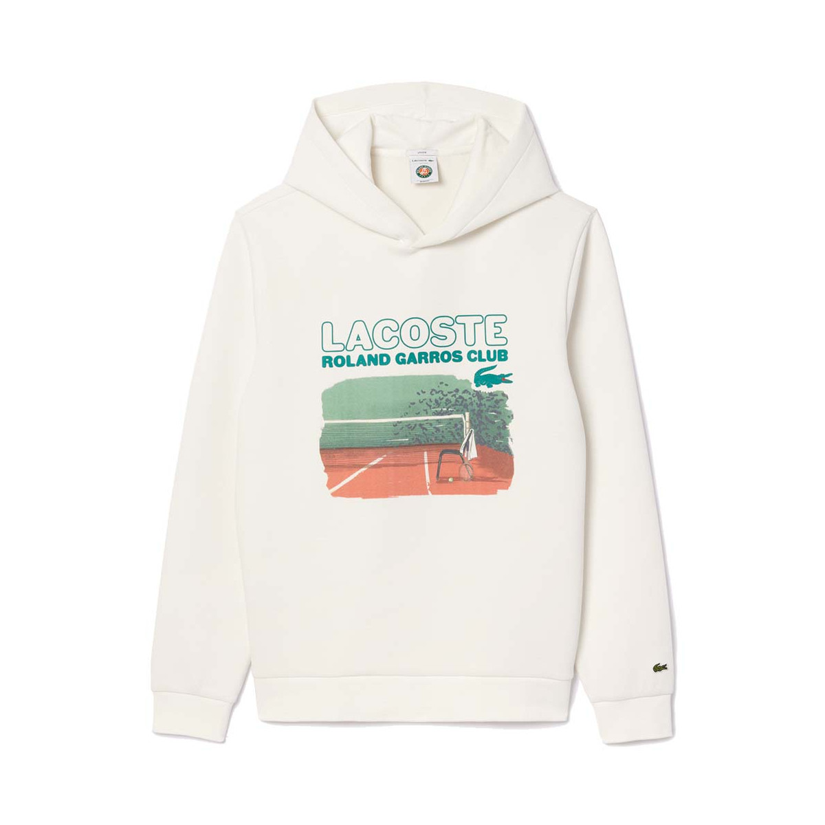 Felpa con cappuccio Lacoste Roland Garros Club Bianca