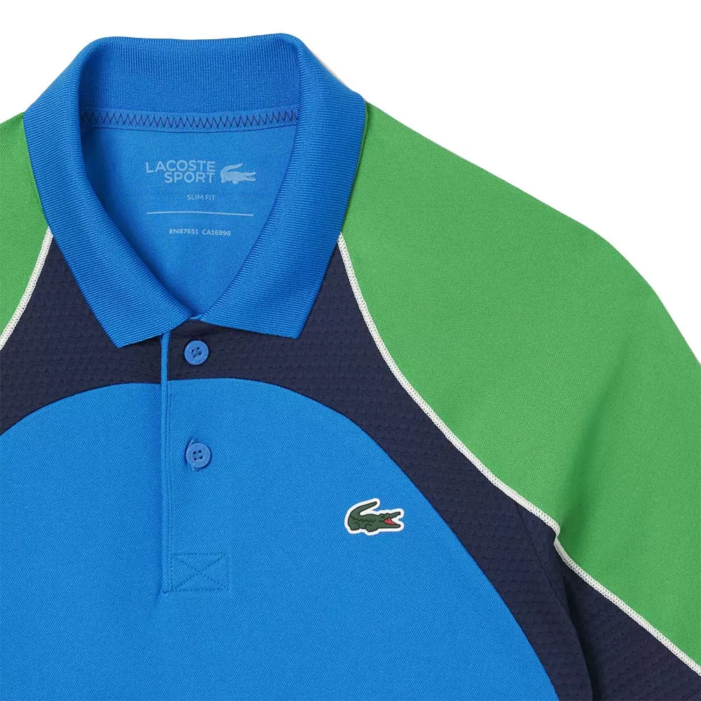 Polo Lacoste Tennis Color-Block Ultra Dry Blu/Verde