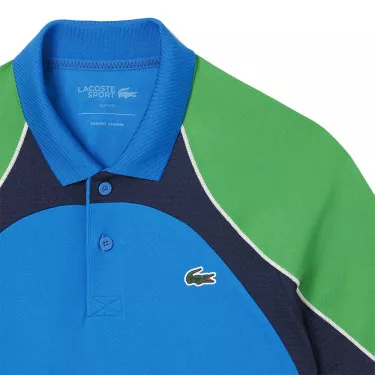 Polo Lacoste Tennis Color-Block Ultra Dry Blu/Verde