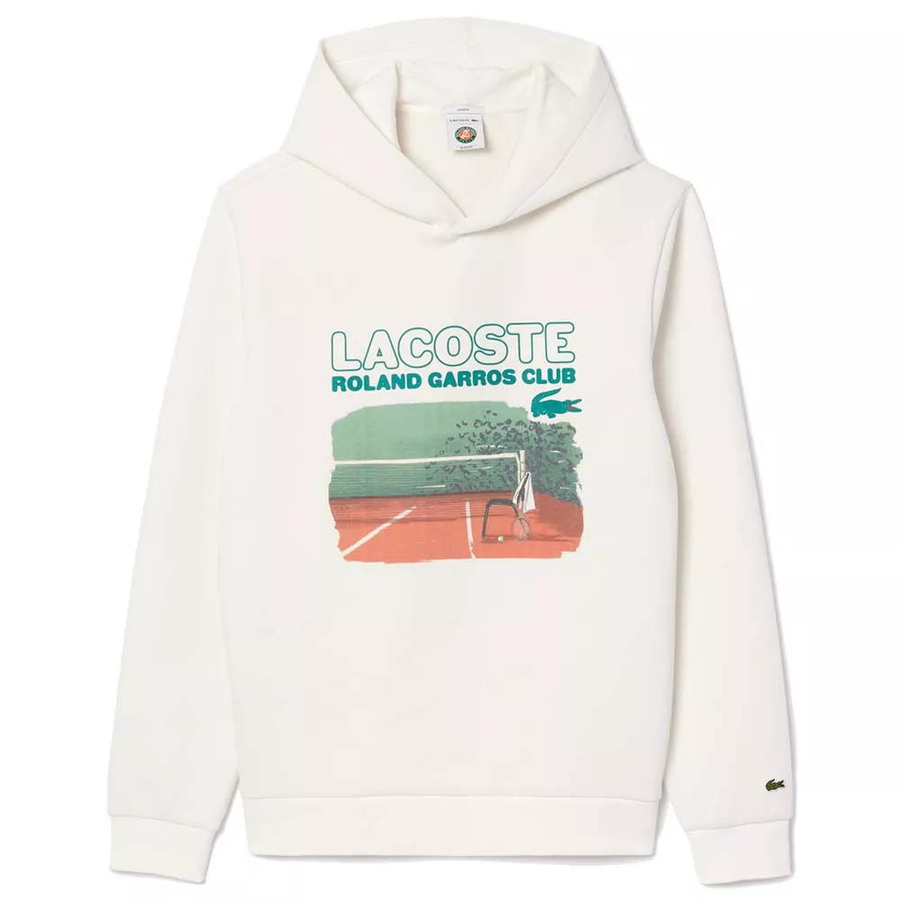 Felpa con cappuccio Lacoste Roland Garros Club Bianca