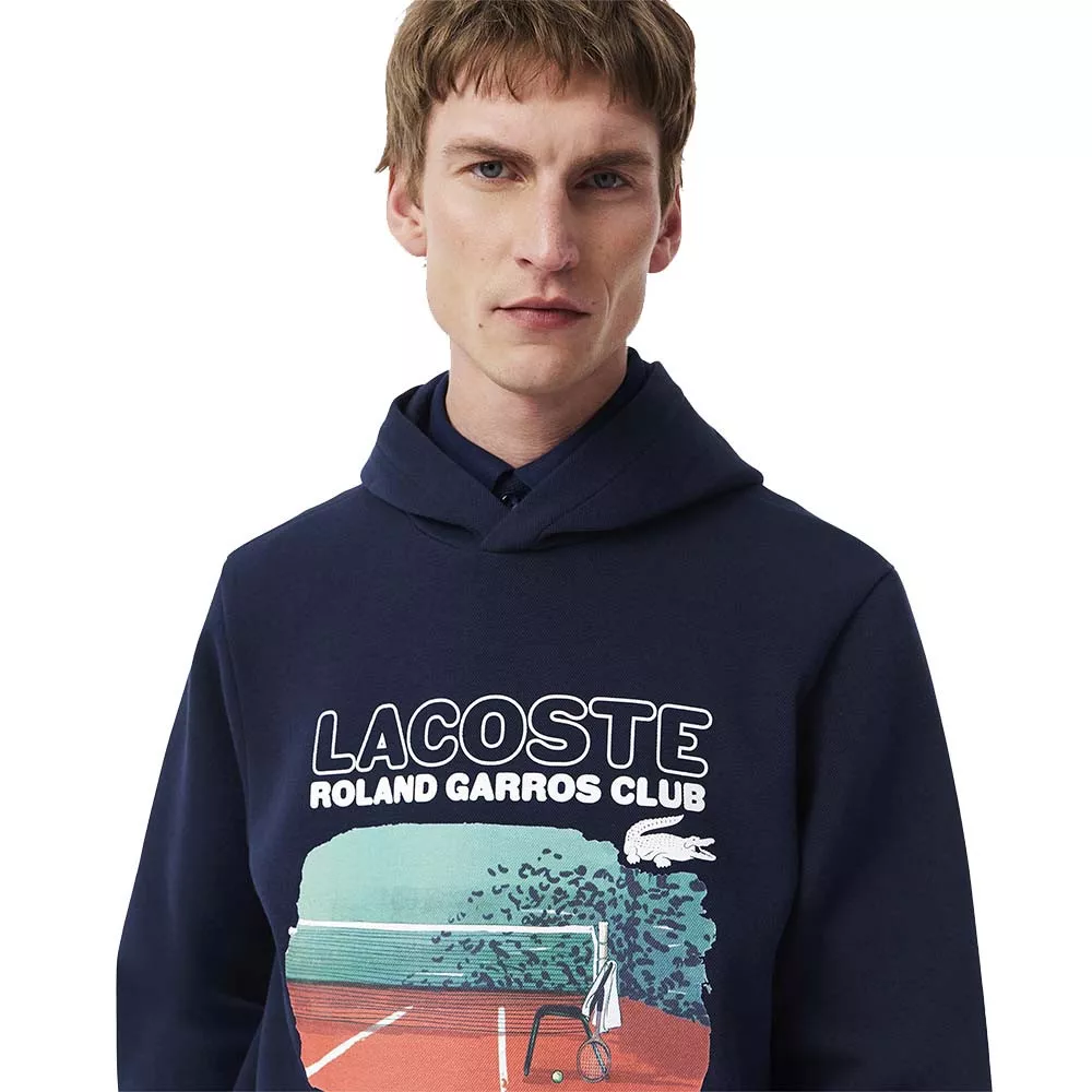 Felpa con cappuccio Lacoste Roland Garros Club Navy blu
