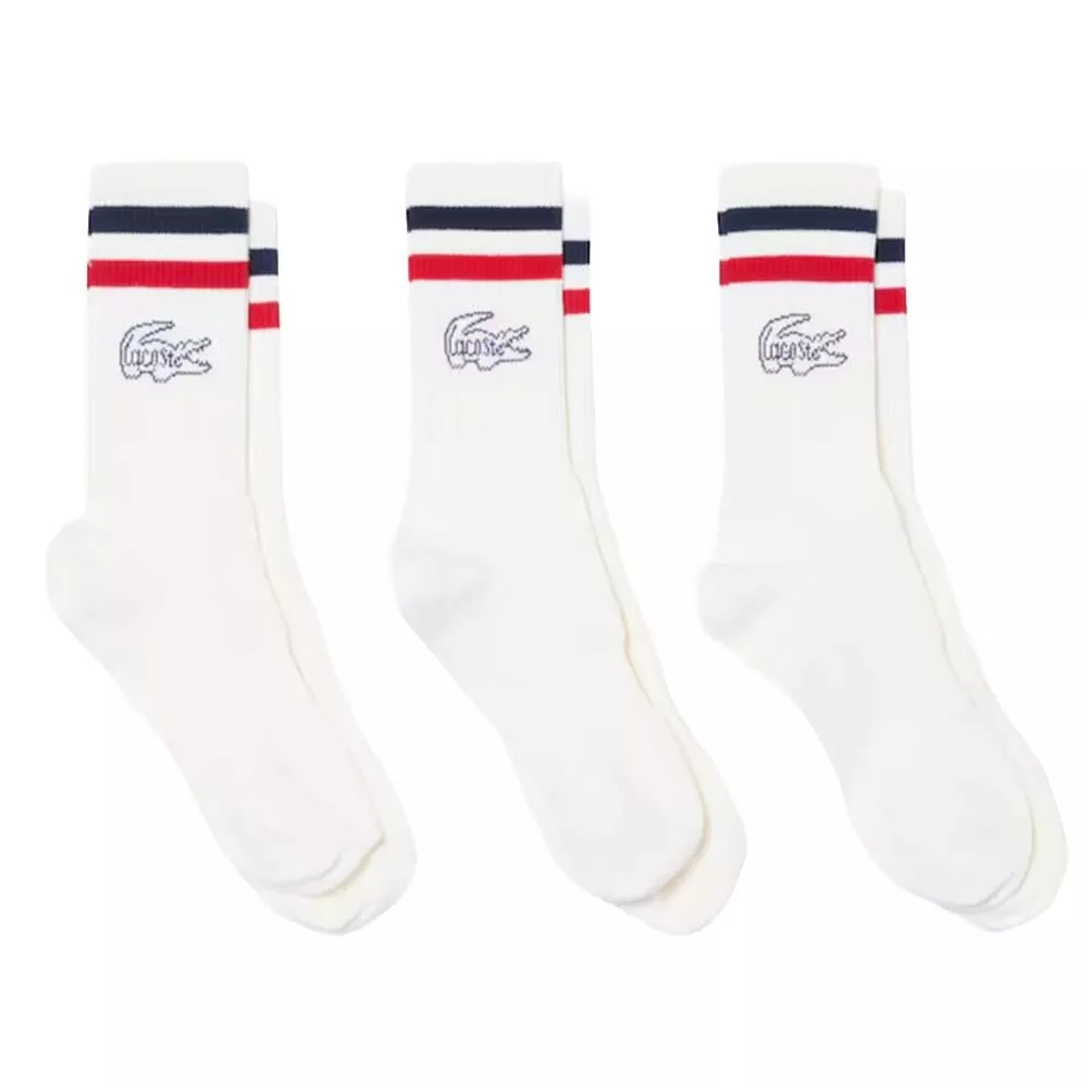 Calzini Lunghi Lacoste Bianchi (3 paia)