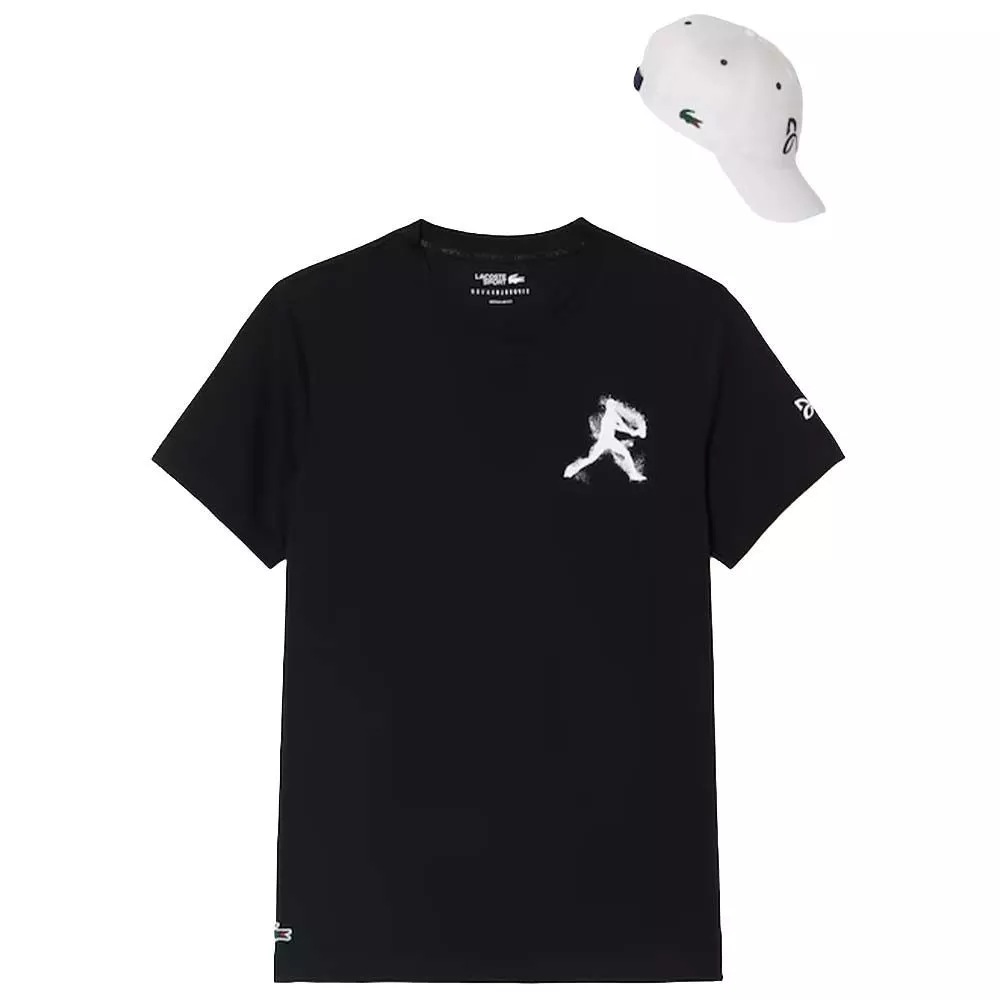 Pack Maglietta + Cappellino Lacoste Padel x Novak Djokovic Nero