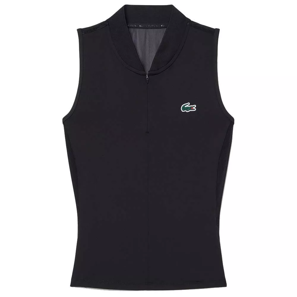 Polo Lacoste Padel Donna Senza Maniche Nero