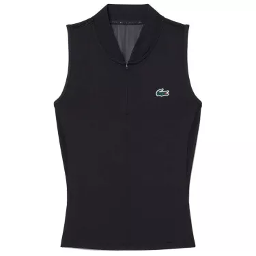Polo Lacoste Padel Donna Senza Maniche Nero