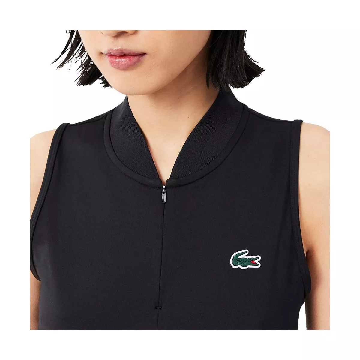 Polo Lacoste Padel Donna Senza Maniche Nero