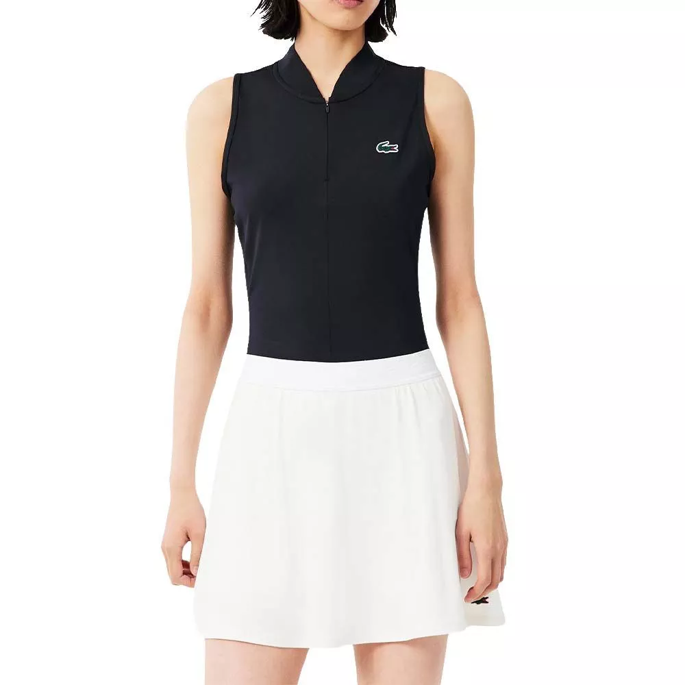 Polo Lacoste Padel Donna Senza Maniche Nero