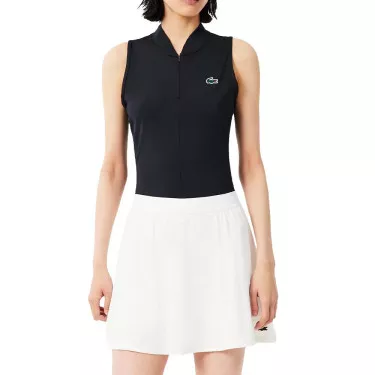 Polo Lacoste Padel Donna Senza Maniche Nero