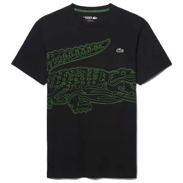 T-shirt Lacoste Sport Ultra Dry Stampa Coccodrillo Nero / Verde
