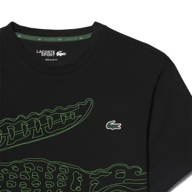 T-shirt Lacoste Sport Ultra Dry Stampa Coccodrillo Nero / Verde