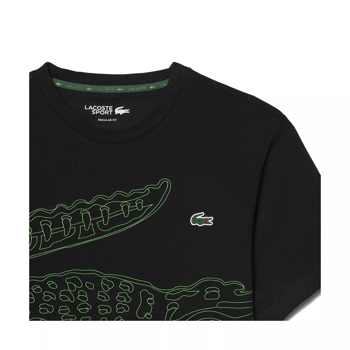 T-shirt Lacoste Sport Ultra Dry Stampa Coccodrillo Nero / Verde