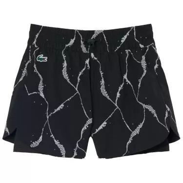 Pantaloncini Lacoste Tennis Stampa Riflettente Donna Neri